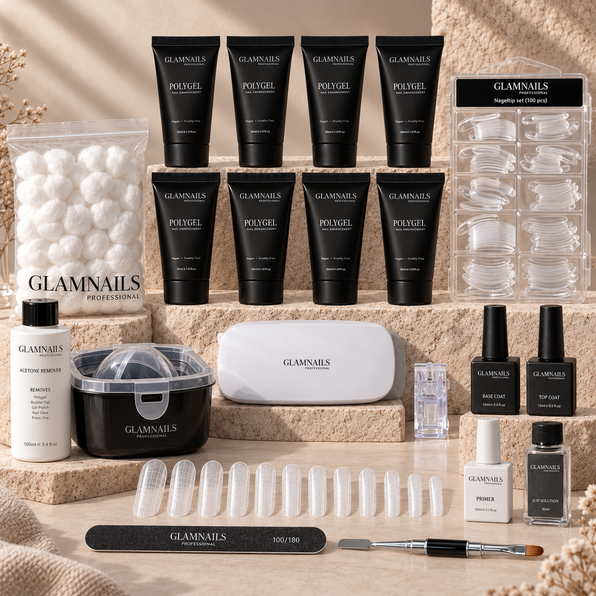 Polygel Starterset | 4+4 Gratis Kleuren Glamnailsprofessional